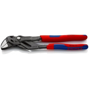 KNIPEX 86 02 250 Szczypce-klucz szczypce i klucz w jednym narzędziu z wielokomponentowymi nasadkami fosforanowane, czarne 250 mm