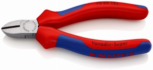KNIPEX 70 02 125 Szczypce tnące boczne z wielokomponentowymi nasadkami fosforanowane, czarne 125 mm