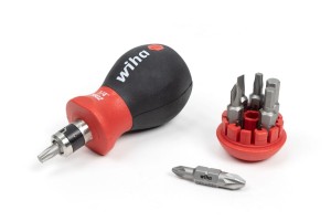 Wiha Magnetyczny wkrętak z magazynkiem bitów Phillips, Pozidriv z 6 bitami, Stubby, 1/4" (33740)