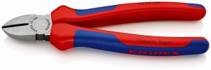 KNIPEX 70 02 180 Szczypce tnące boczne z wielokomponentowymi nasadkami fosforanowane, czarne 180 mm