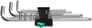 Wera Klucze imbusowe z kulką chromowane 1,5-10 mm HEX